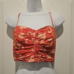 A.L.C. Arit Floral Cotton Crop Top Size 4 Paisley